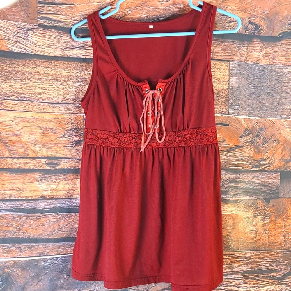 Cotton Sleeveless Corset Top - Maroon